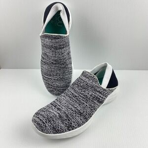 Skechers YOU Slip On Sneakers Womens 9.5 Black White Knit Walking Shoes